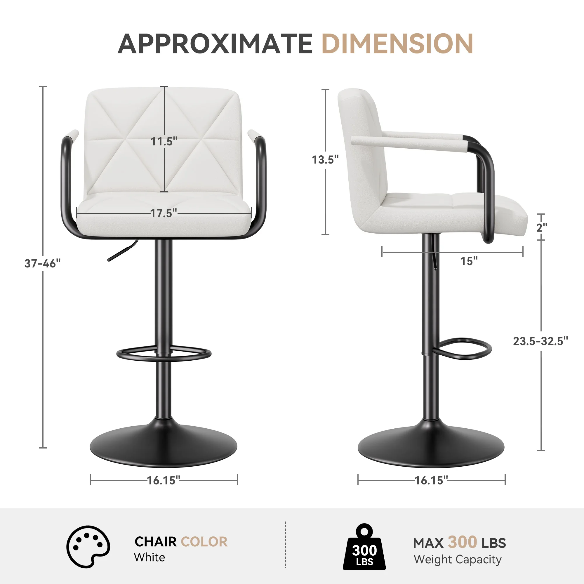 Modern Adjustable Swivel Bar Stool with Metal Base and Cushioned Seat - Image 6