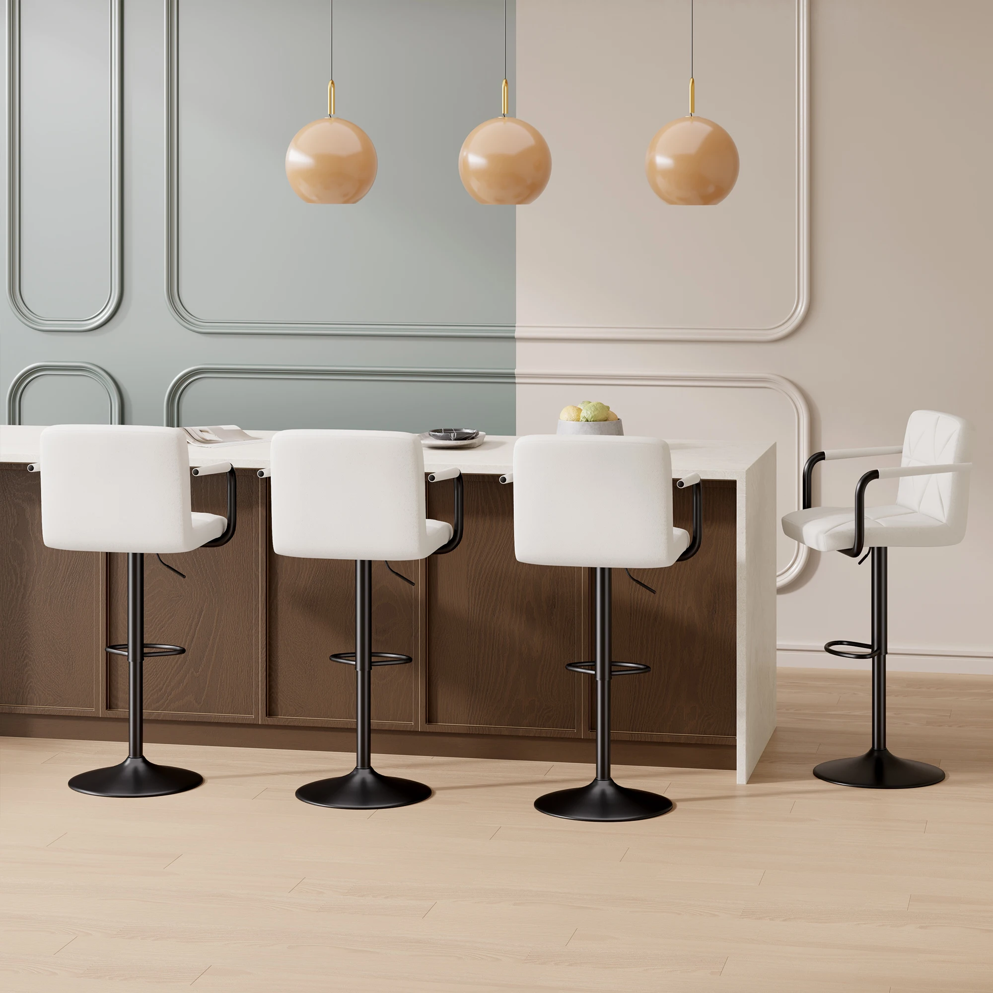 Modern Adjustable Swivel Bar Stool with Metal Base and Cushioned Seat - Image 2