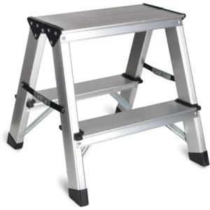 Two Step Ladder - Folding Small 2 Step Stool 330lbs with Non-Slip Feets, Aluminum Lightweight Metal Step Stool.