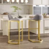 2 PCS Counter Height Bar Stools Velvet Upholstered Bar Chairs Modern High Barstools With Back Metal Leg Counter Stool Chairs