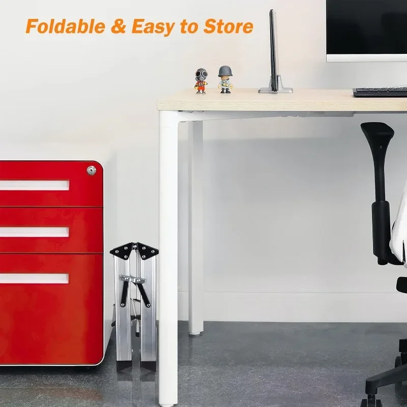 Two Step Ladder - Folding Small 2 Step Stool 330lbs with Non-Slip Feets, Aluminum Lightweight Metal Step Stool. - Image 4