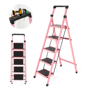 Multifunctional Kitchen Step Stool Safety Folding Ladders Carbon Steel Thickened Indoor Herringbone Stair Telescopic Ladder